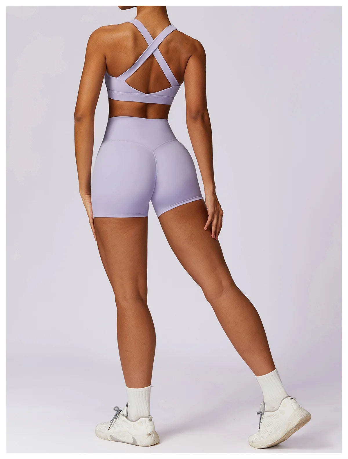 Workout Yoga Set for Women Gym Clothes Woman 2 Piece Strappy Sports Bra Butt Lifting Leggings Shorts Fitness Outfits Sportswear