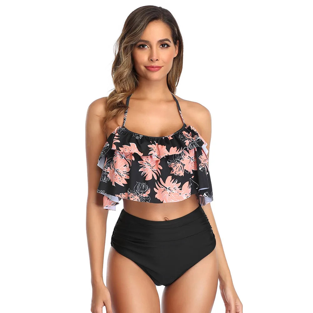 Swimwear High-Waist Split Two-Piece Beachwear Plus Size XXL