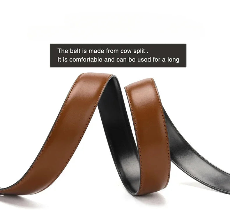 Real Genuine Leather Rotating Alloy Pin Buckle Belt for Men Unisex High Quality Cowskin Leather Cowboy Jeans Double-sided Belts