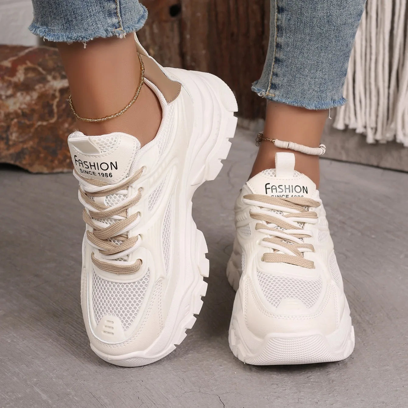 Women Sneakers New Fashion Platform Sport Shoes Women New Summer Casual Chunky Sneakers Women Breathable Mesh Platform Shoes