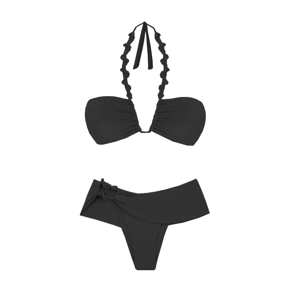 2Pcs Swimsuit with Long Skirt Sexy Women Bikini Beachwear