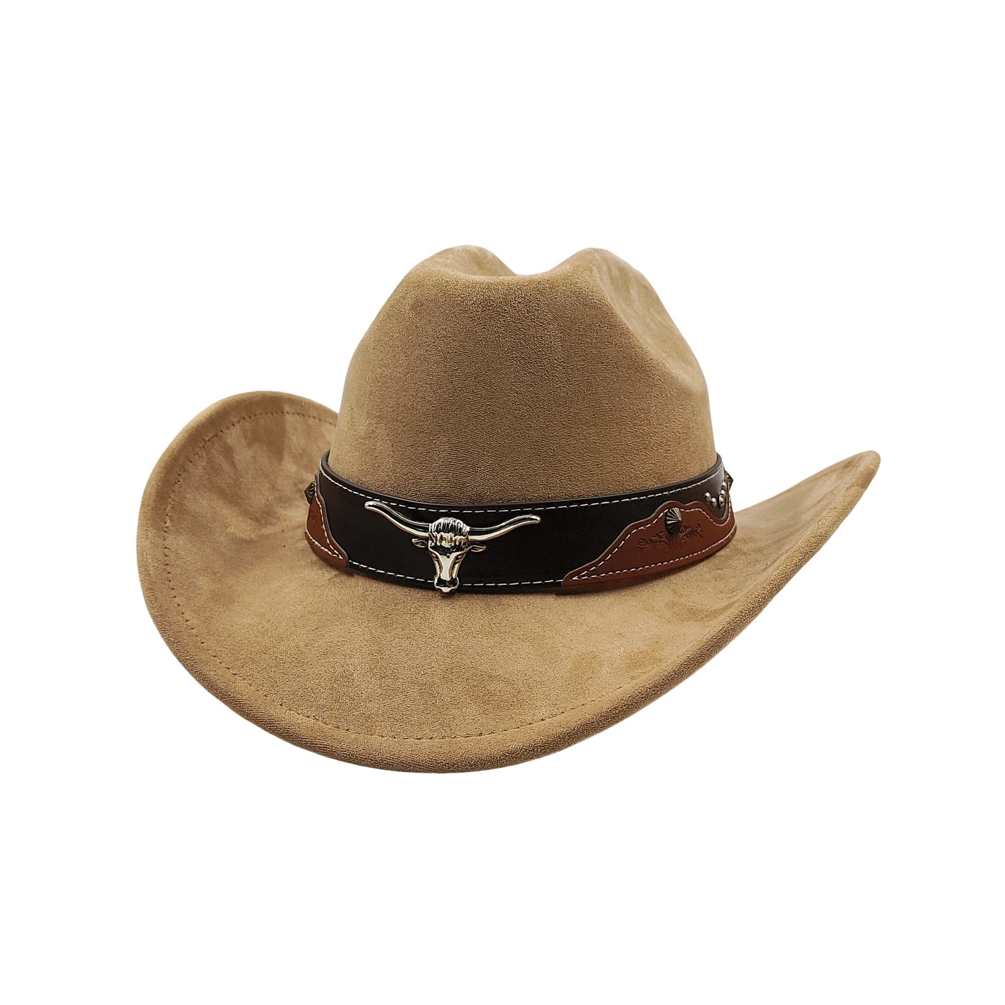 Cow Head Belt Suede Leather 7.5CM Western Cowboy Fedora Hat Women's Men's Church Jazz Hat Fashion Travel Party Hat Denim Hat