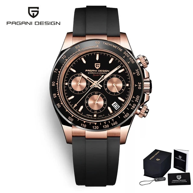 PAGANI DESIGN 40MM V2 Men Quartz Watches Sapphire Retro Chronograph Stainless Steel Waterproof Watch Men Relogio Masculino
