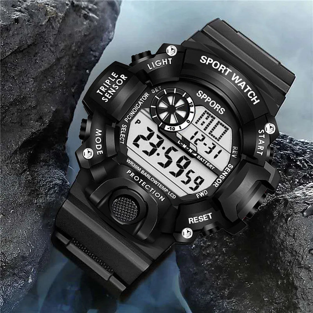 YIKAZE Y73 Men's Watch Digital Sports Electronic Wristwatch Multifunctional Waterproof Luminous Alarm Male's Sports Watch Clock