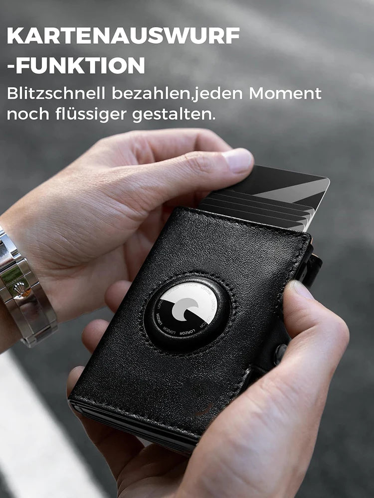 YATBEST Men's Leather Wallet With Coin Pocket AirTag Positioning Card Clip RFID Anti Magnetic Anti-Theft Card Swiping Bag