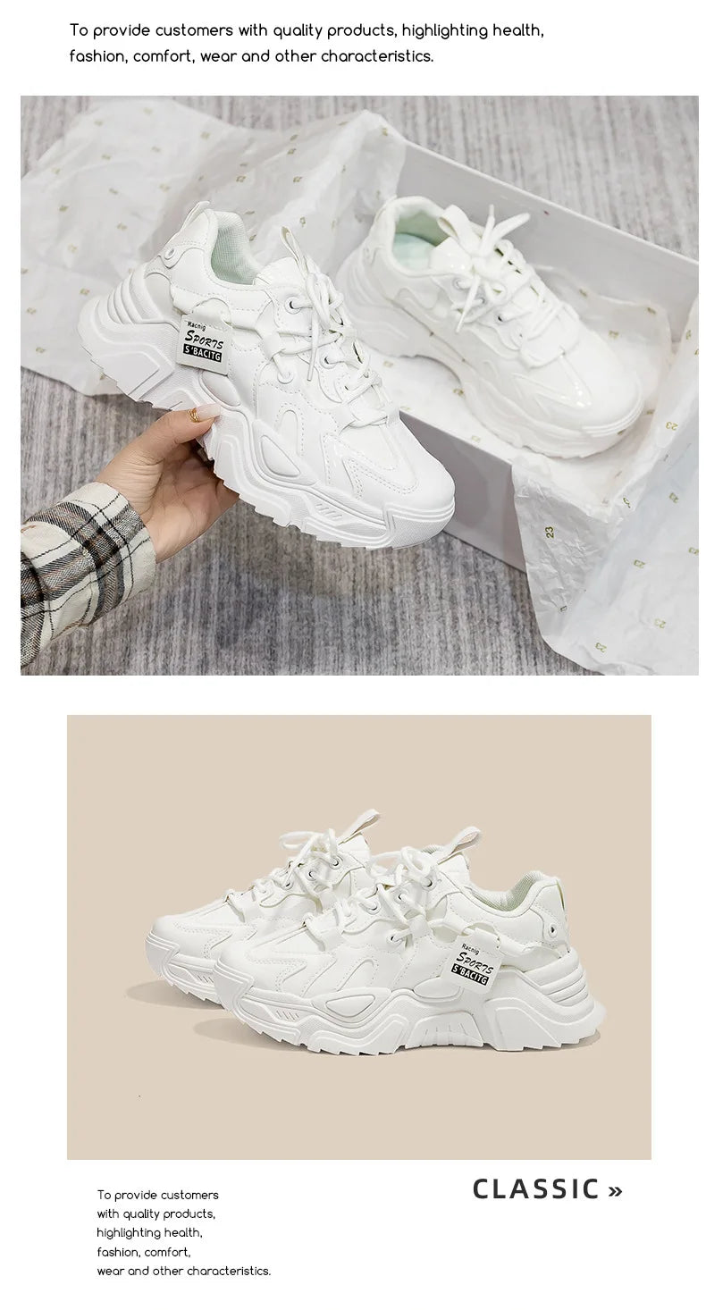 Women's Shoes Platform Autumn Leather 2023 New Versatile Black Casual Sneaker Solid Color Lace-up Vulcanize Shoes Tenis Feminino
