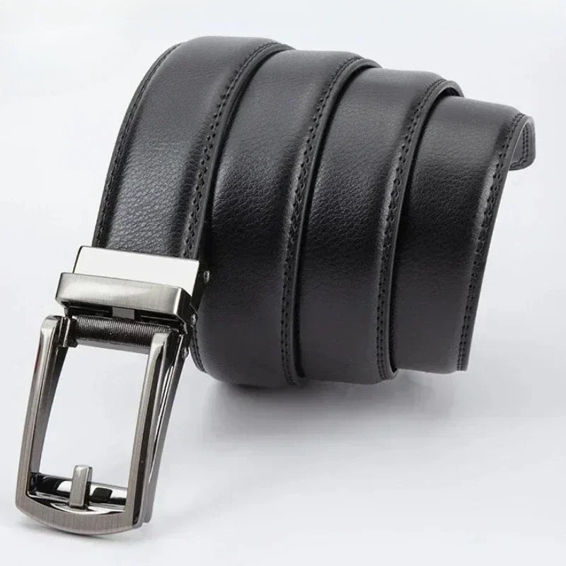 2025 Leather Men's Women's 3.5cm Click Belt with High Quality Alloy Automatic Buckle Unisex Classic Business Belts for Jeans