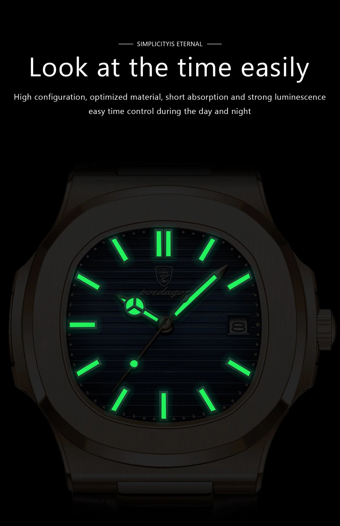 POEDAGAR Top Luxury Square Man Watch Date Waterproof Luminous Quartz Men Watches High Quality Fashion Sports Leather Men's Watch
