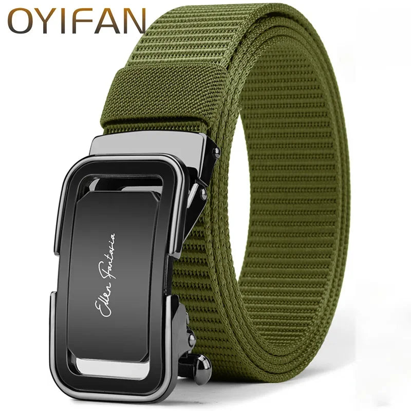 Fashion Men's Belt, Men’s Designer Belts Alloy Automatic Buckle, Canvas Belt, Sports Belt, Large Size 110-160cm Automatic Belt