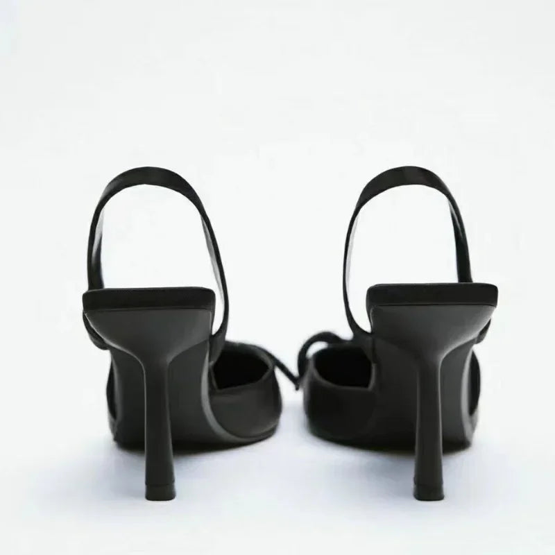 Woman High Heels Sparkly Bow Sandals Pointed Toes