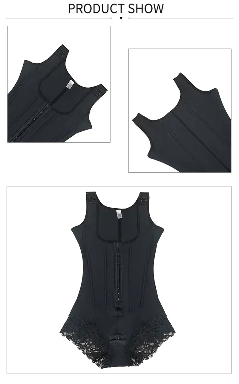 AfruliA Bodysuits Shapewear High Compression Body Shaper with 9 Steel Bones Post-Surgical Slimming Sheath Fajas Colombian Girdle
