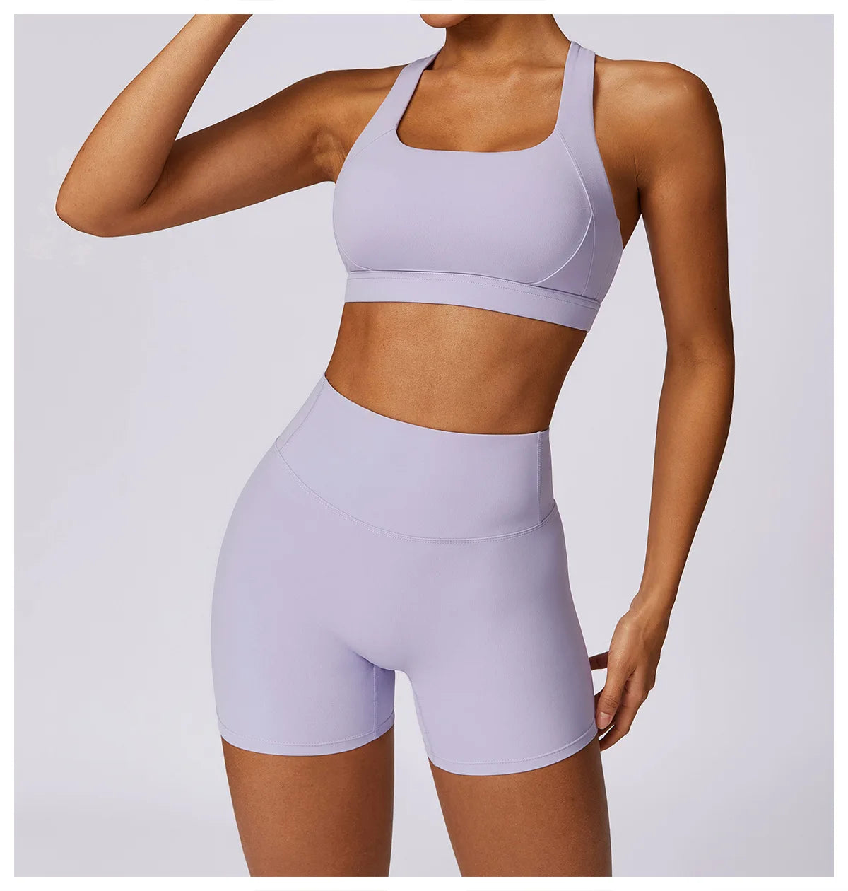 Workout Yoga Set for Women Gym Clothes Woman 2 Piece Strappy Sports Bra Butt Lifting Leggings Shorts Fitness Outfits Sportswear