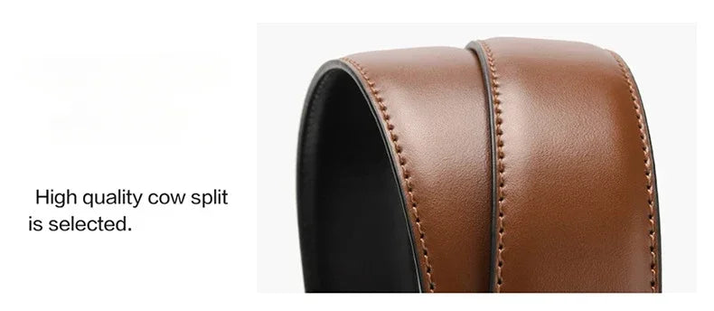 Real Genuine Leather Rotating Alloy Pin Buckle Belt for Men Unisex High Quality Cowskin Leather Cowboy Jeans Double-sided Belts