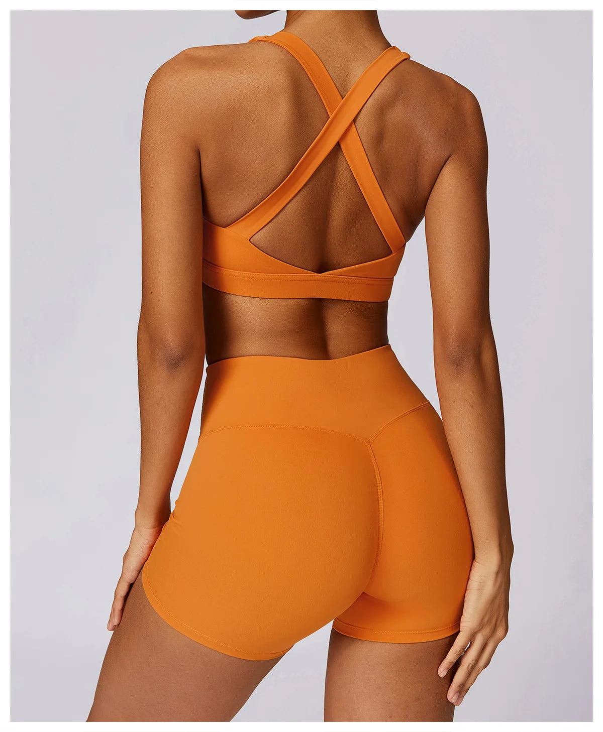 Workout Yoga Set for Women Gym Clothes Woman 2 Piece Strappy Sports Bra Butt Lifting Leggings Shorts Fitness Outfits Sportswear