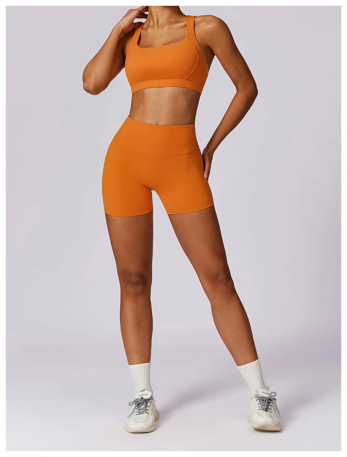 Workout Yoga Set for Women Gym Clothes Woman 2 Piece Strappy Sports Bra Butt Lifting Leggings Shorts Fitness Outfits Sportswear