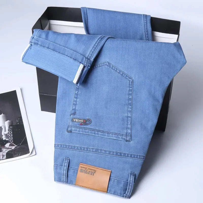 Ice Silk Thin Denim Jeans For Men Spring Summer