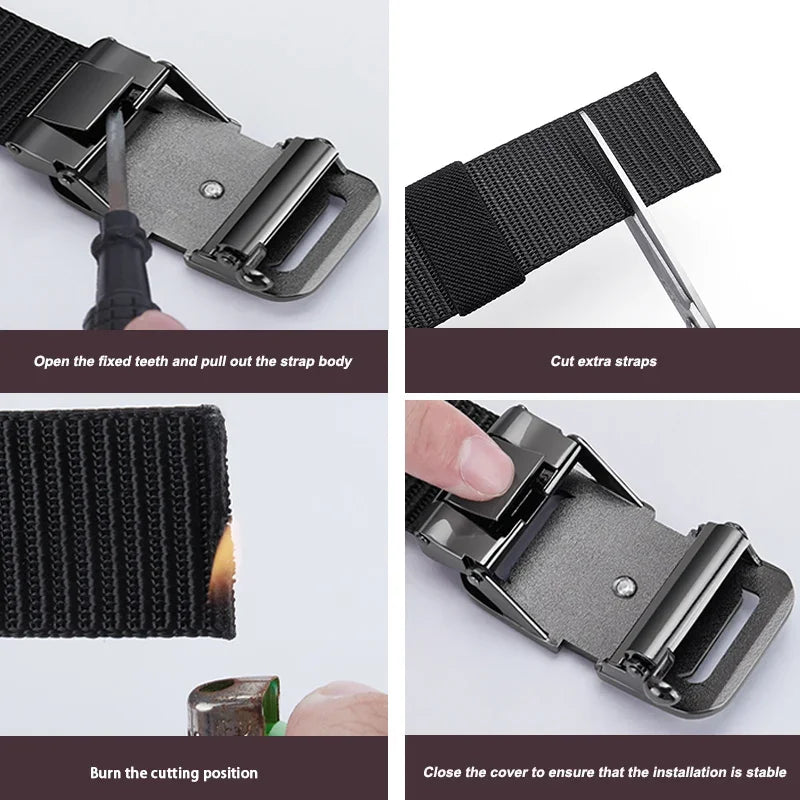 Fashion Men's Belt, Men’s Designer Belts Alloy Automatic Buckle, Canvas Belt, Sports Belt, Large Size 110-160cm Automatic Belt