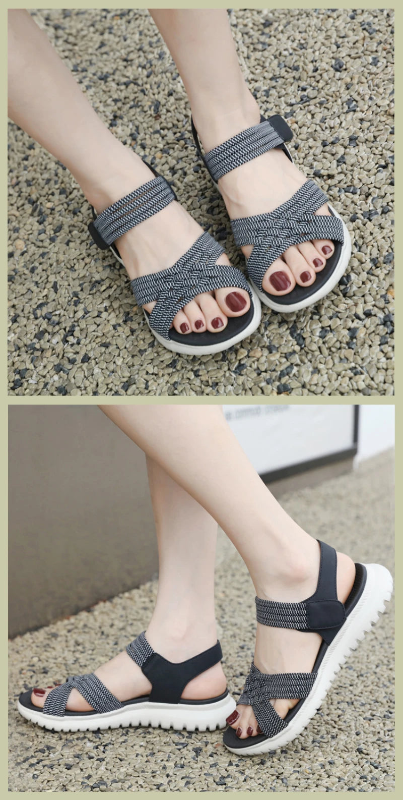 2025 Summer New Sandals For Women Light Sports Style Comfortable Rubber Large Size Woven Shoes Versatile Breathable Casual