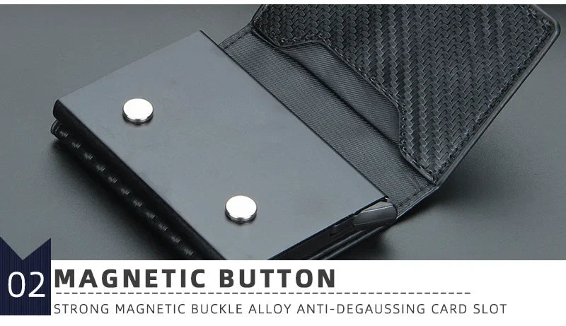 2024 Magnet Anti Rfid Blocking ID Credit Card Holder Case for Men Leather ID Bank Wallets with Magnetic Buckle Closer Cardholder