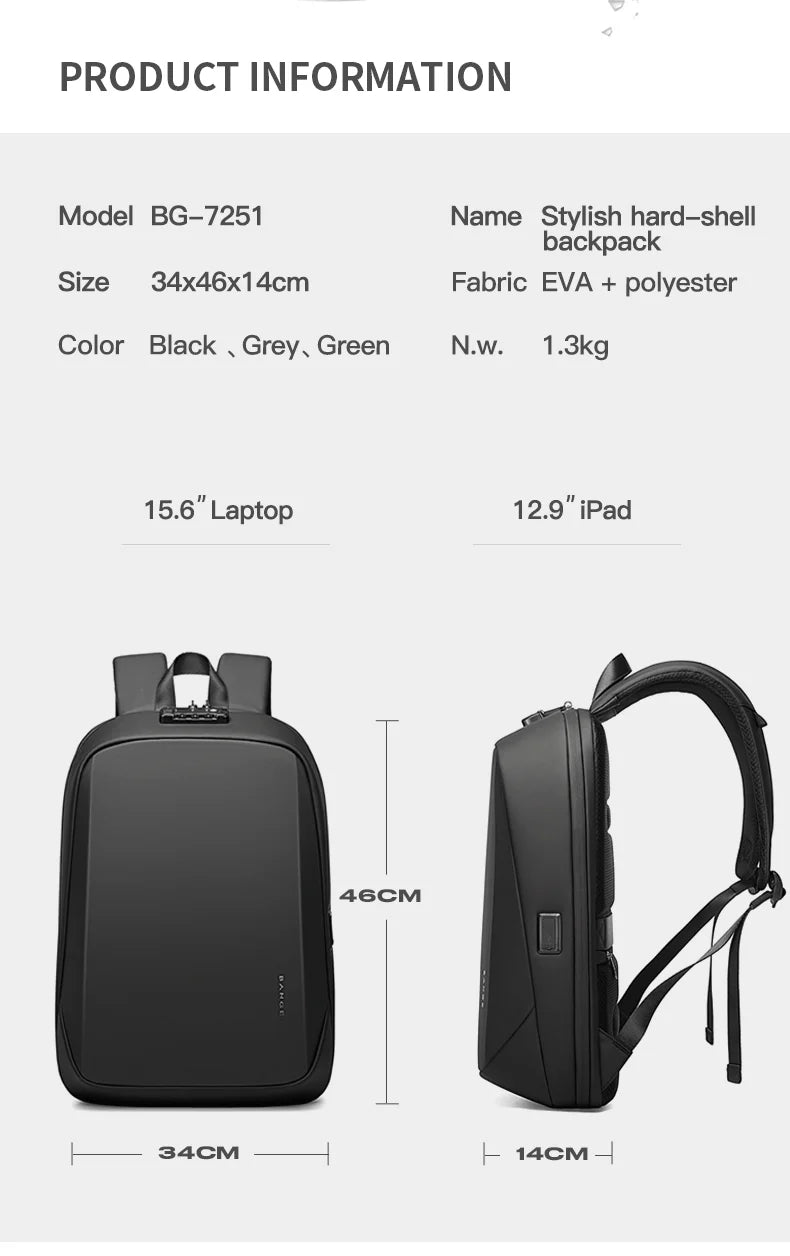 BANGE Backpack Brand Laptop Backpack Anti-theft Waterproof School Backpacks USB Travel Bag Backpack Business Male 2024