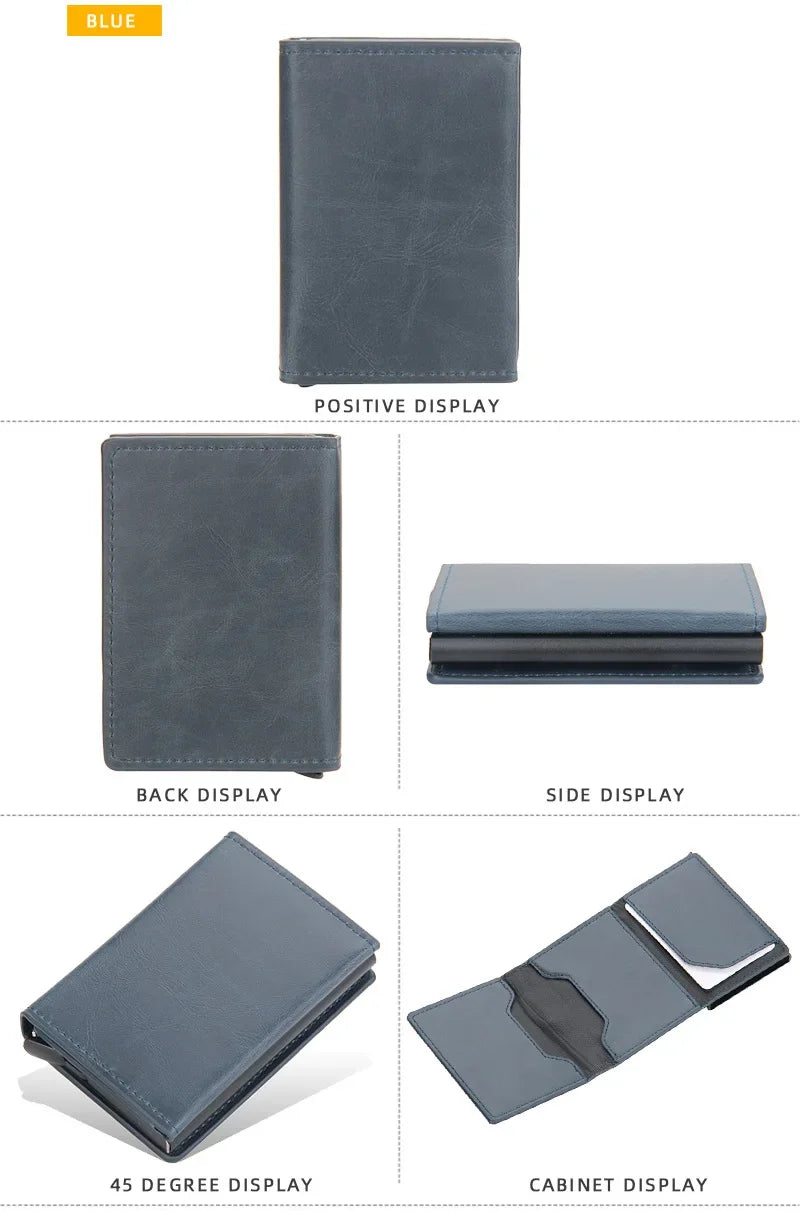 2024 Magnet Anti Rfid Blocking ID Credit Card Holder Case for Men Leather ID Bank Wallets with Magnetic Buckle Closer Cardholder