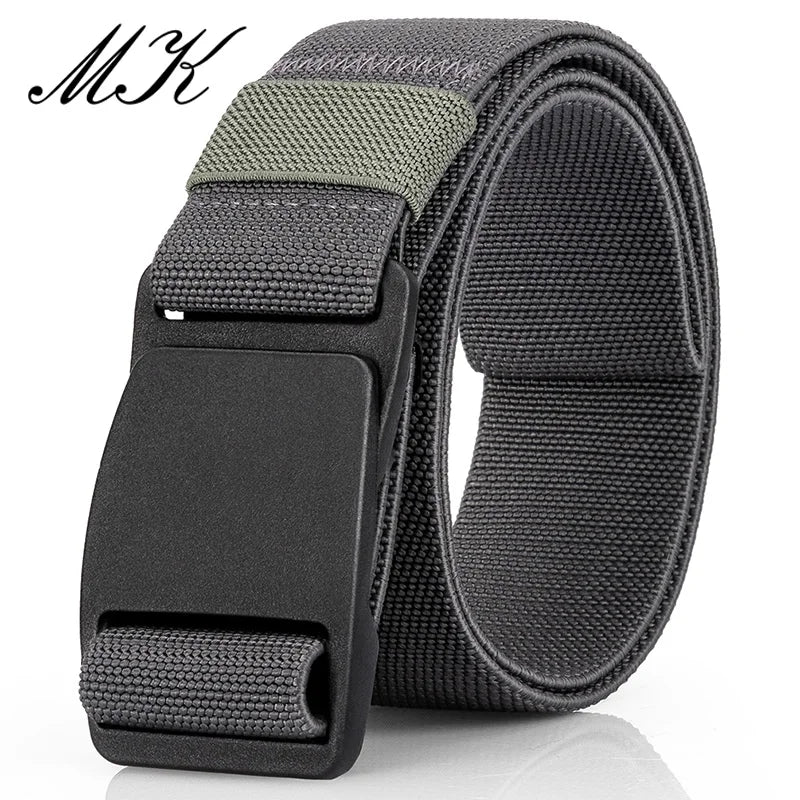 Maikun Large Size Fabric Men's Belt Work No Hole Nylon Webbing Plastic Buckle Belt Military Nylon Blend Web Belt