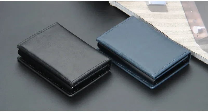 2024 Magnet Anti Rfid Blocking ID Credit Card Holder Case for Men Leather ID Bank Wallets with Magnetic Buckle Closer Cardholder