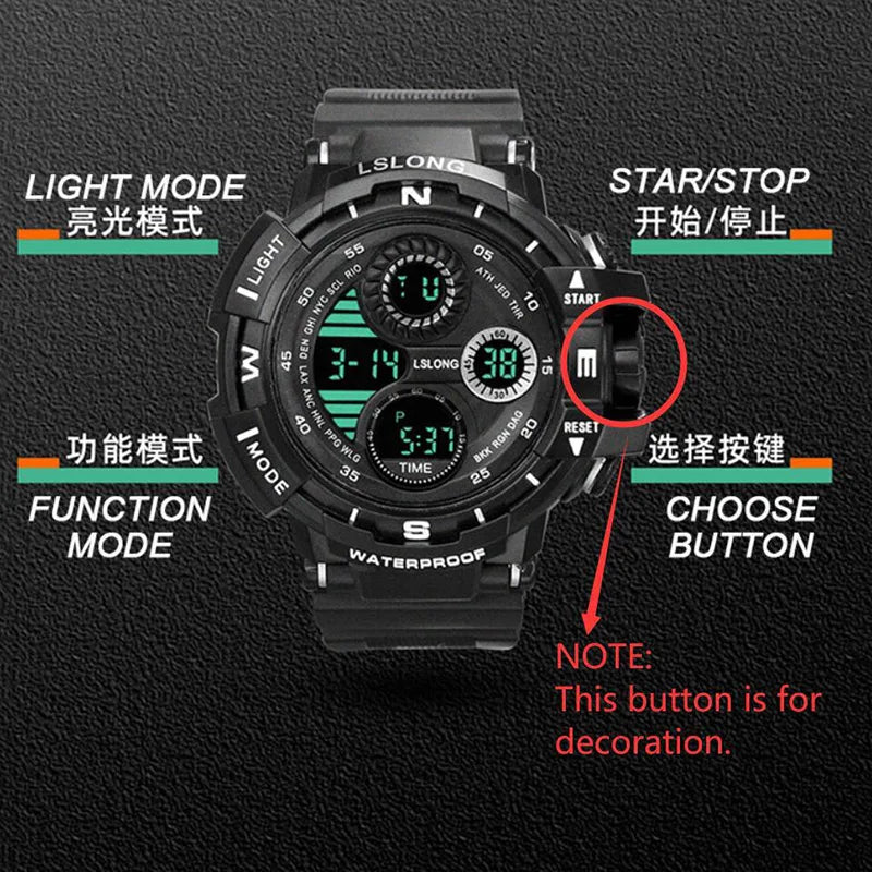 Military Digital Watch for Men Outdoor Men's Sports Watches Clock Waterproof Luminous Chronograph Student Electronic Wristwatch