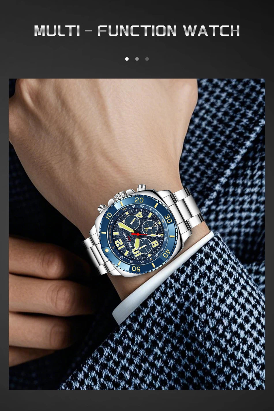 BANGWEI 2025 Luxury Watches Men Fashion Sports Quartz Wristwatches 30M Waterproof Luminous Chronograph Mens Watch Reloj Hombre