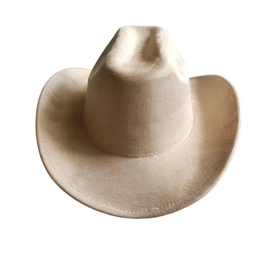 Cow Head Belt Suede Leather 7.5CM Western Cowboy Fedora Hat Women's Men's Church Jazz Hat Fashion Travel Party Hat Denim Hat