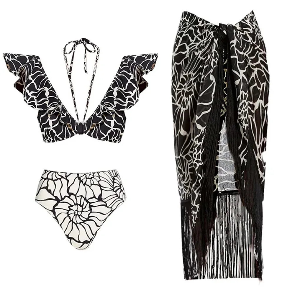 Women Swimsuit with Skirt Beachwear