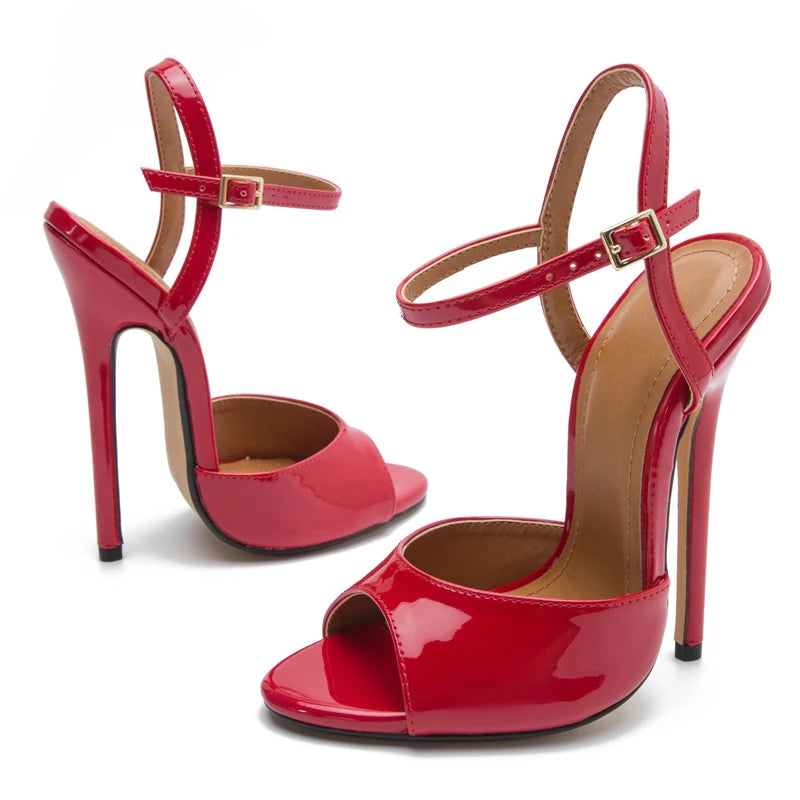 Women's Sandals 2025 Summer Shoes High Heels Hey Si Mey Sexy Black Red Party Slingback Dance Wedding Fetish Shoes Large Size