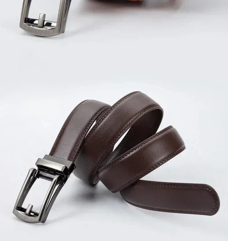 2025 Leather Men's Women's 3.5cm Click Belt with High Quality Alloy Automatic Buckle Unisex Classic Business Belts for Jeans