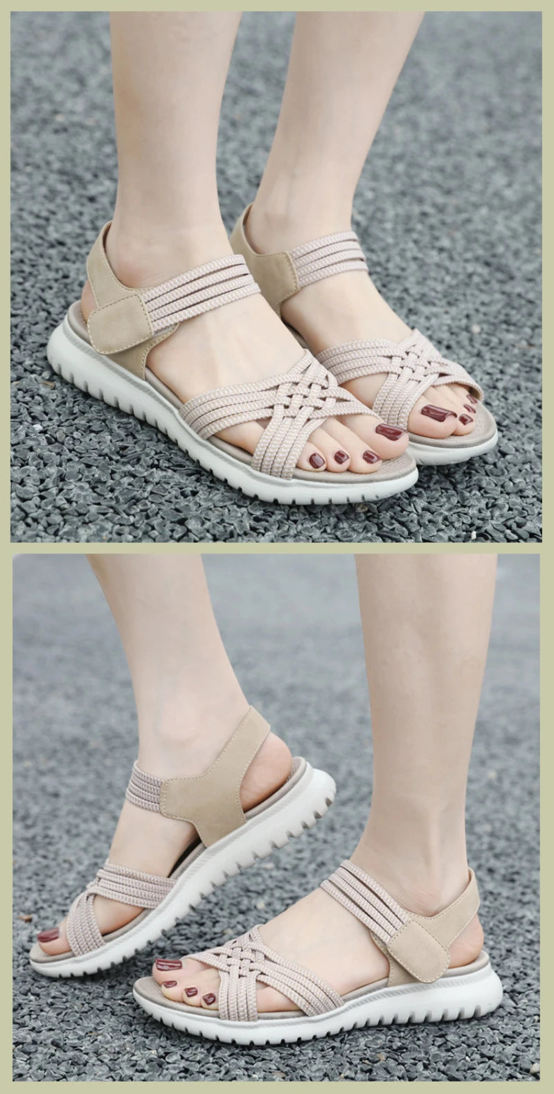 2025 Summer New Sandals For Women Light Sports Style Comfortable Rubber Large Size Woven Shoes Versatile Breathable Casual