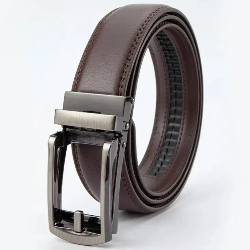 2025 Leather Men's Women's 3.5cm Click Belt with High Quality Alloy Automatic Buckle Unisex Classic Business Belts for Jeans