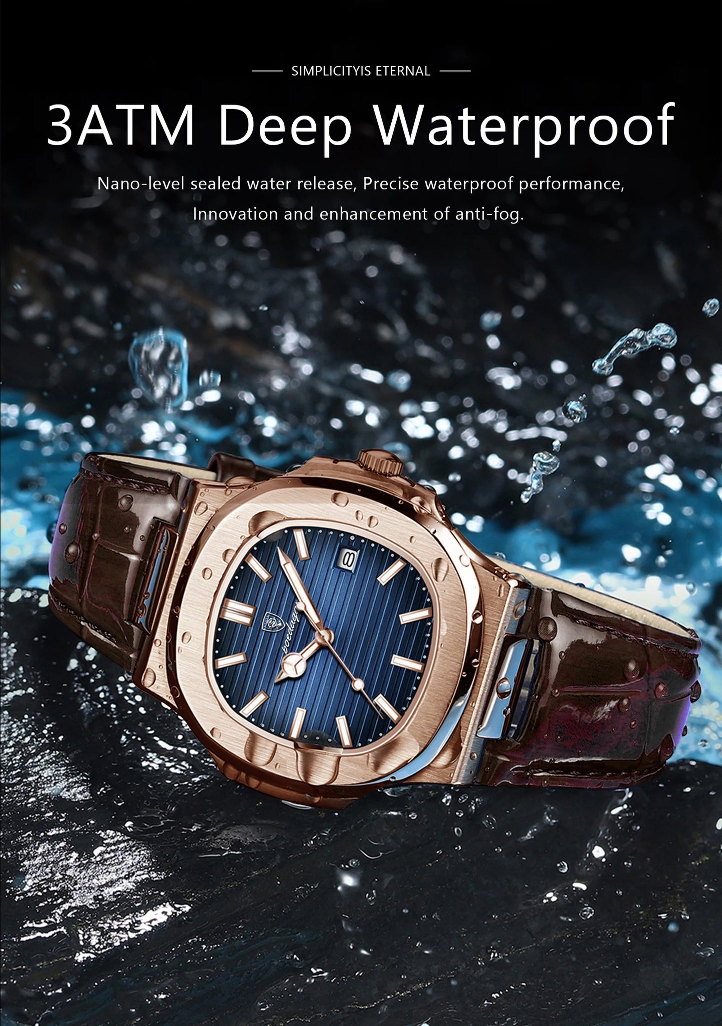 POEDAGAR Top Luxury Square Man Watch Date Waterproof Luminous Quartz Men Watches High Quality Fashion Sports Leather Men's Watch