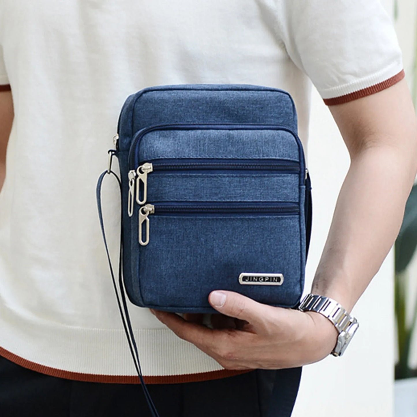 Men's Shoulder Bag Business Leisure Large Capacity Portable Handbag Zipper Multi Layer Waterproof Summer Male's Crossbody Bags