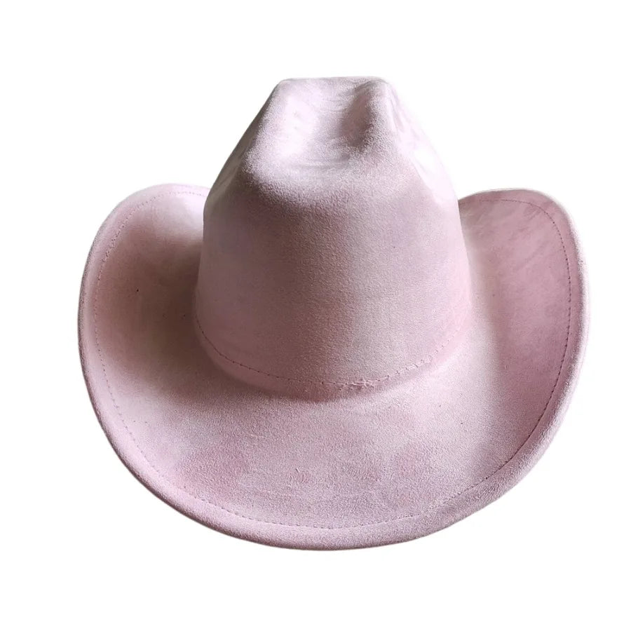 Cow Head Belt Suede Leather 7.5CM Western Cowboy Fedora Hat Women's Men's Church Jazz Hat Fashion Travel Party Hat Denim Hat