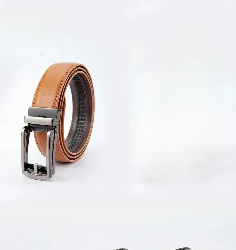 2025 Leather Men's Women's 3.5cm Click Belt with High Quality Alloy Automatic Buckle Unisex Classic Business Belts for Jeans