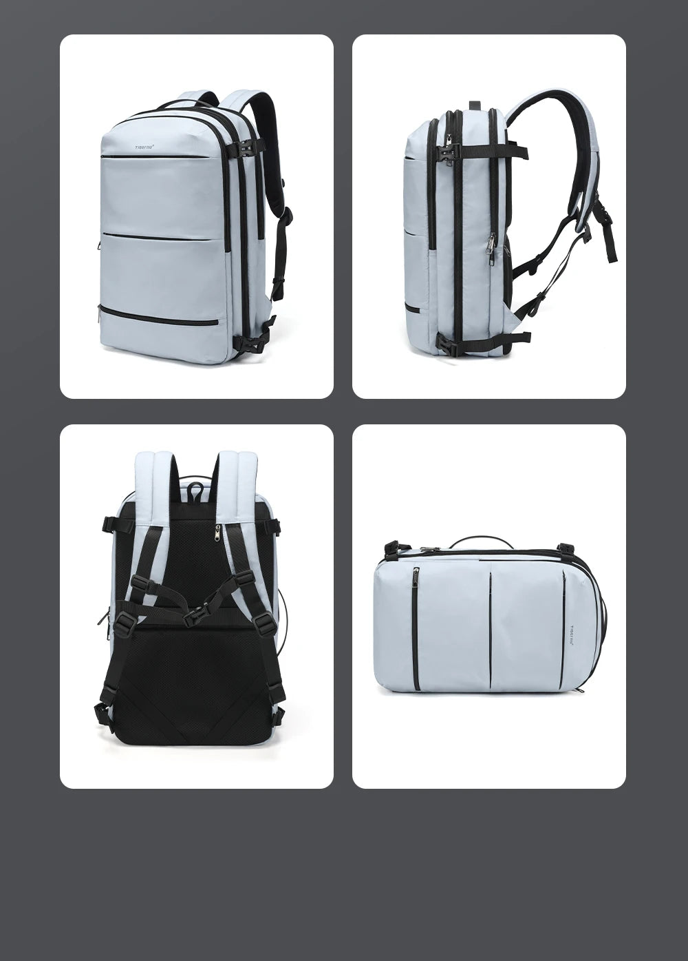 Tigernu Vacuum Compression Backpacks Men Travel Backpack Expandable USB Bag Large Capacity 17 Laptop Bags For Schoo Cabin Bags