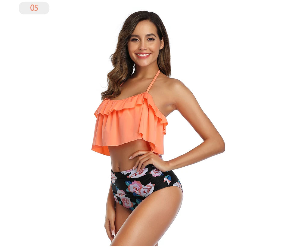 Swimwear High-Waist Split Two-Piece Beachwear Plus Size XXL