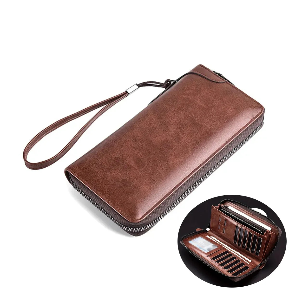 Men's Long Zipper Wallet High Quality Pu Leather Wallet For Men RFID Blocking Business Clutch Bag Credit Card Holder Purse Man