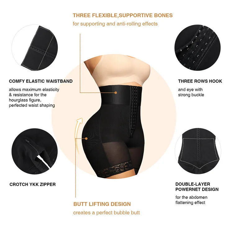 Women High Waist Body Shaper Panties Butt Lifter Slim Shapewear BBL Shorts Tummy Control Bandage Panties