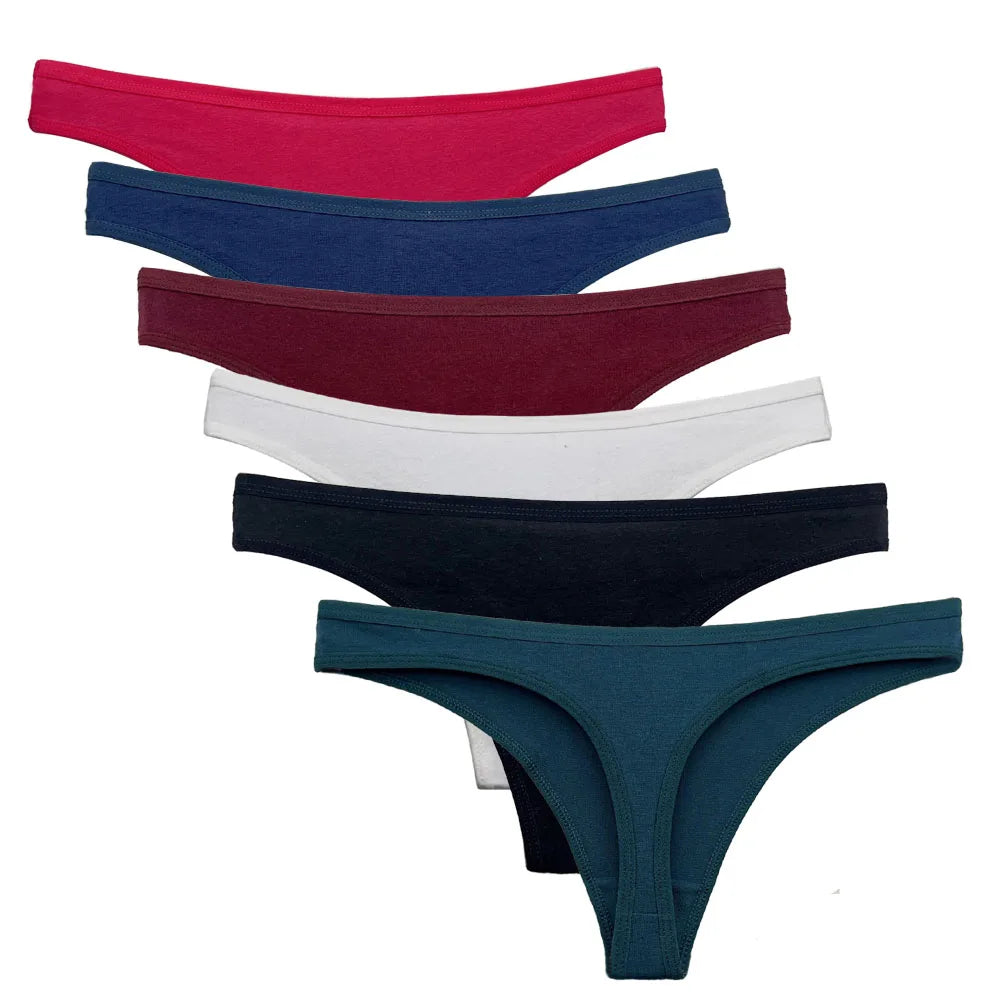 5 PCS/Set Cotton Thong Women Underwear Sexy Lace Panties Female Underpants Solid Color Panties Lingerie Low-Rise G-string