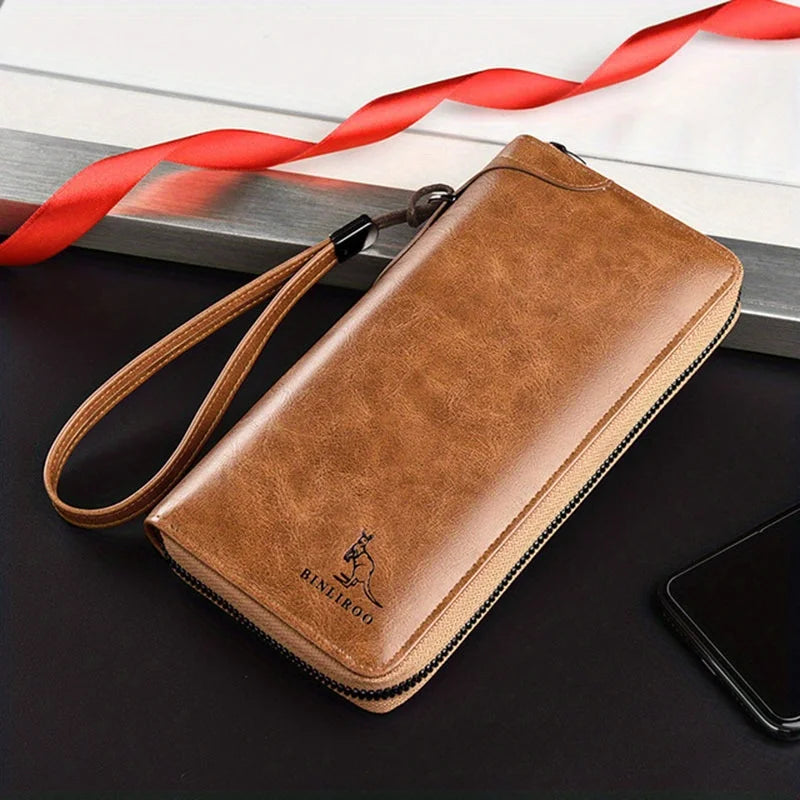 Men's Long Zipper Wallet High Quality Pu Leather Wallet For Men RFID Blocking Business Clutch Bag Credit Card Holder Purse Man