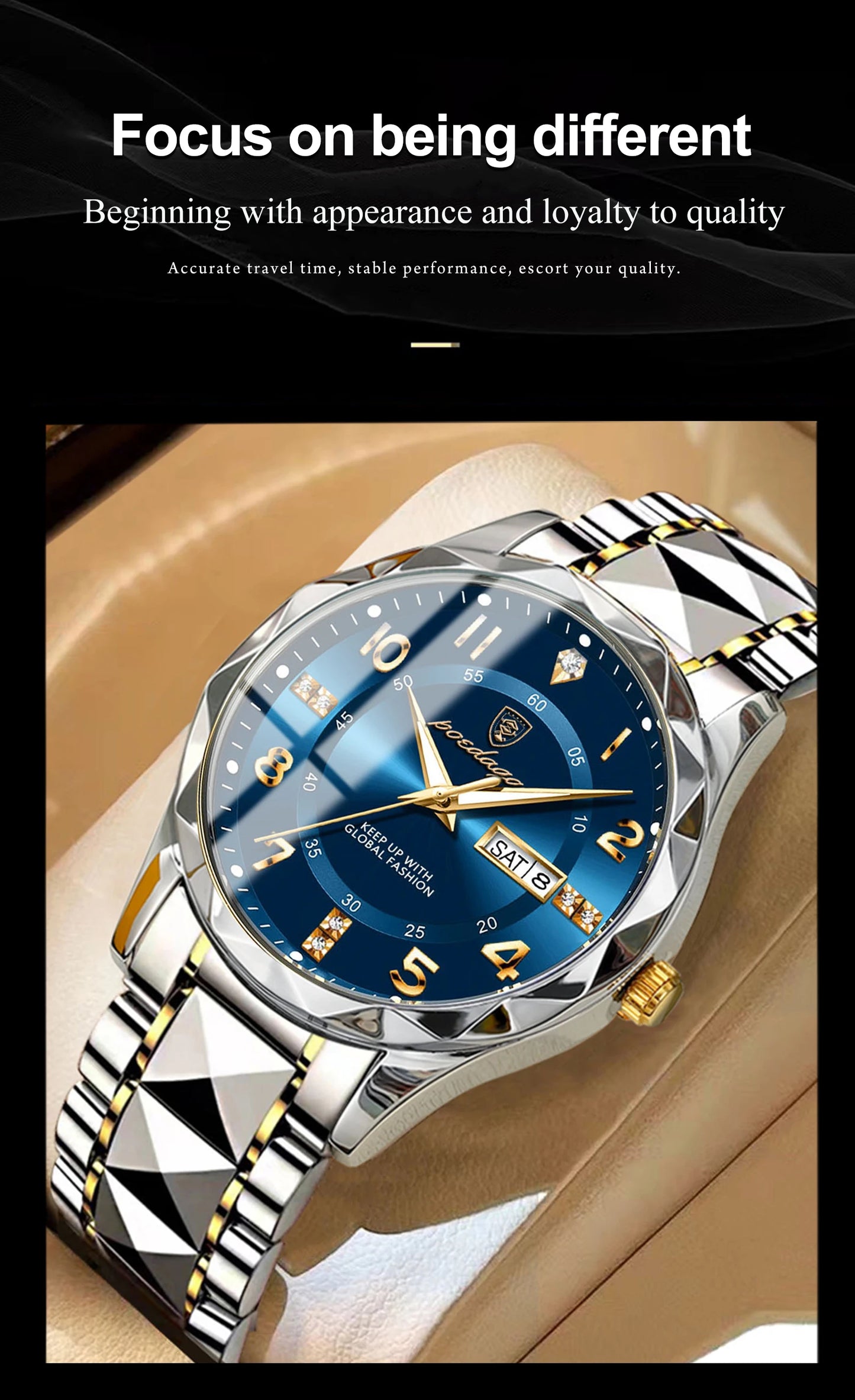 POEDAGAR Luxury Business Men's Wristwatch Stainless Steel Date Week Man Watch Waterproof Luminous Fashion Quartz Watches For Men