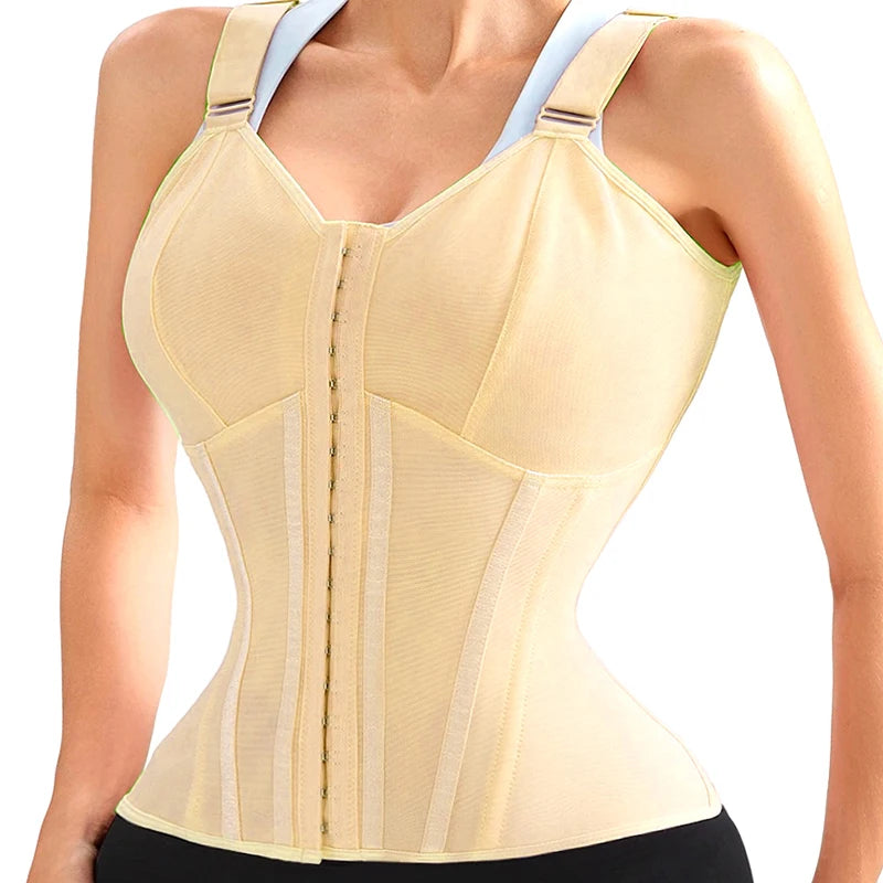 AfruliA XXXS Fajas Colombian Girdles High Compression Vest Waist Trainer Corset with Zipper Hook Flat Belly Slimming Body Shaper