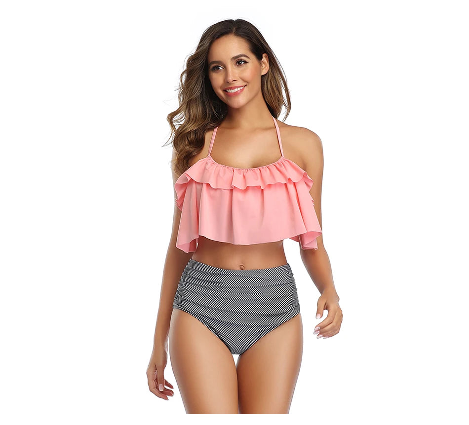 Swimwear High-Waist Split Two-Piece Beachwear Plus Size XXL
