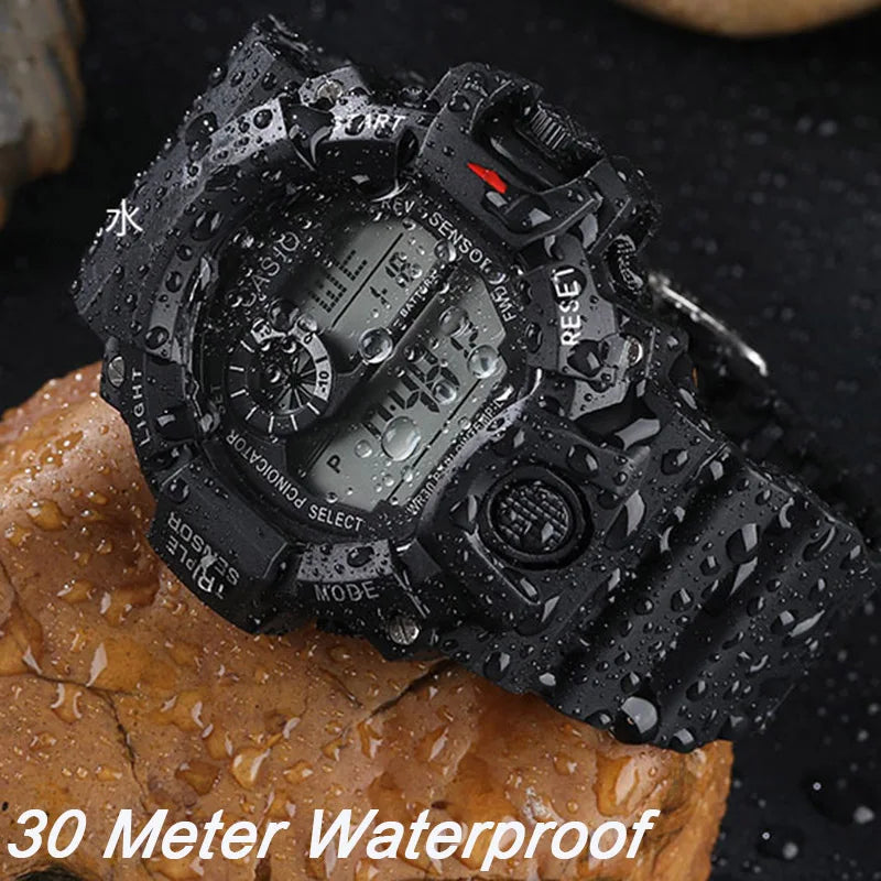 YIKAZE Y73 Men's Watch Digital Sports Electronic Wristwatch Multifunctional Waterproof Luminous Alarm Male's Sports Watch Clock