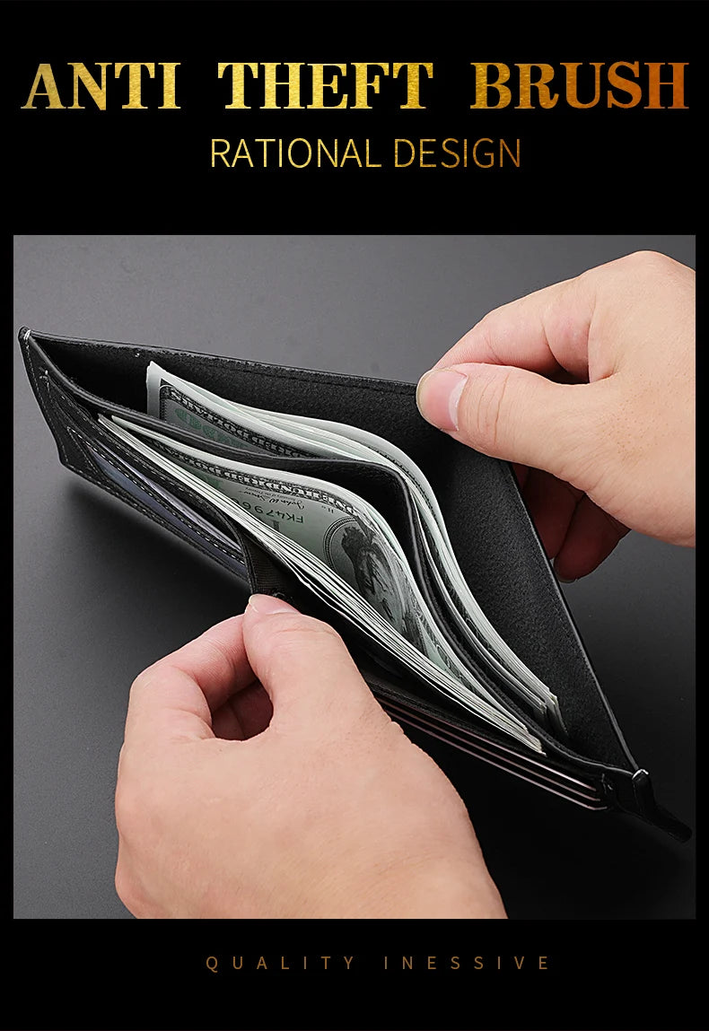 Men's Wallet Men's Youth Luxury Short Leather Card Holder Slim Minimalist Double Fold Men's Wallet
